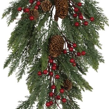 Χριστουγεννιάτικο Κλαδί Δάκρυ Με Γκι 60cm