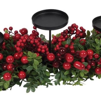 Χριστουγεννιάτικο Κηροπήγιο Με Κόκκινα Berries 60cm